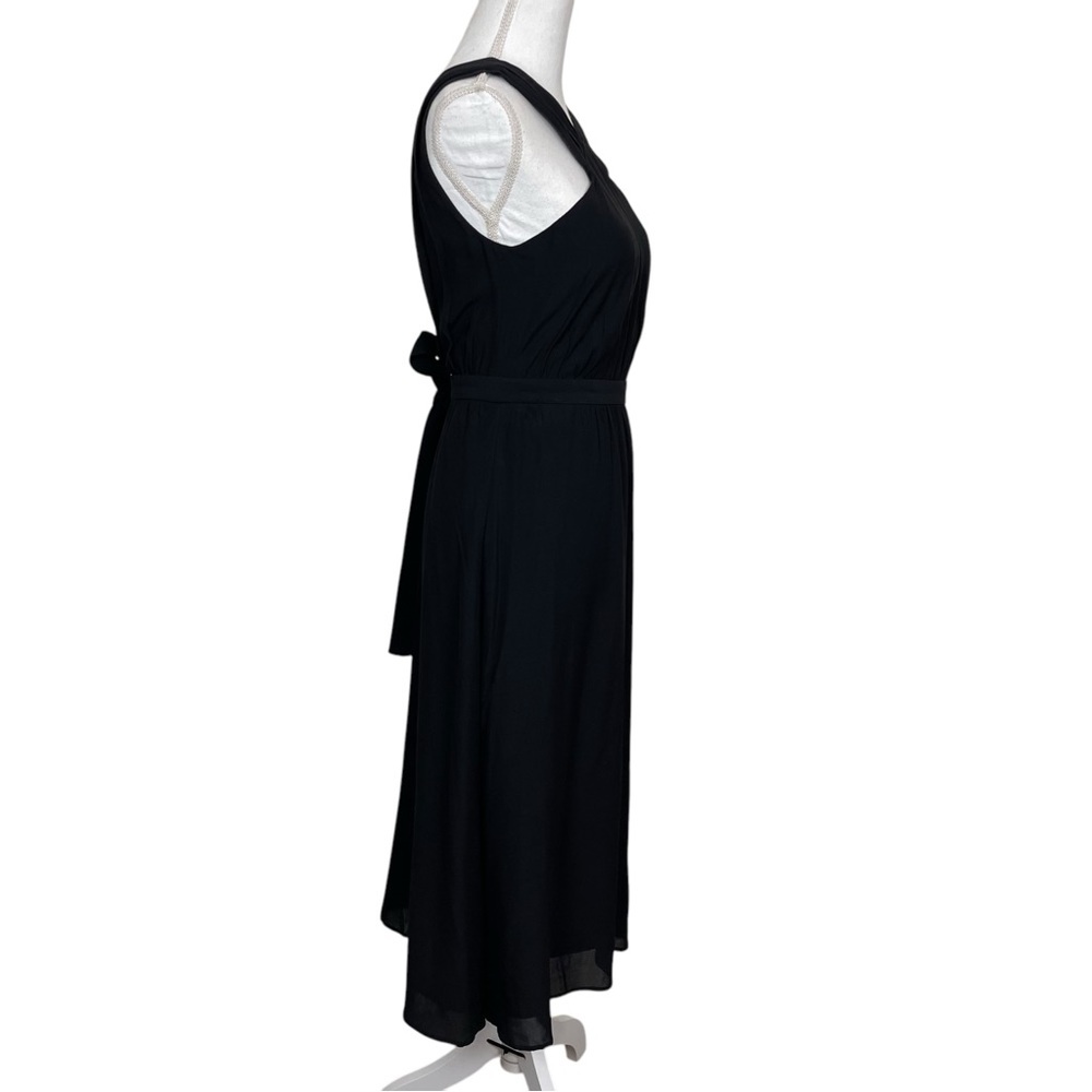 & Other Stories NEW Black Sleeveless High Neck Tie Waist Open Back Midi Dress - Picture 4 of 13